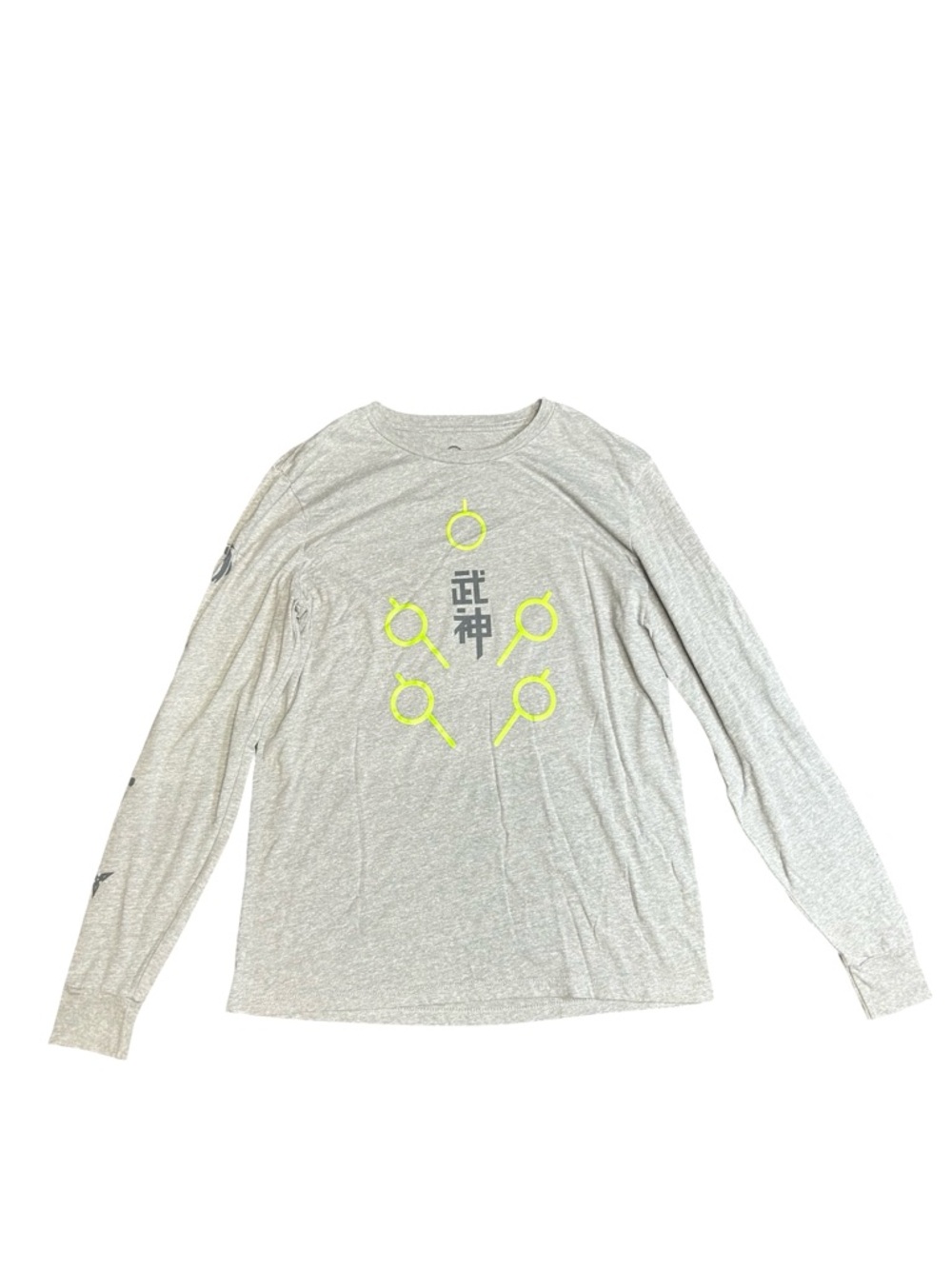 OverWatch Gray Long Sleeve Tee with Neon Yellow Emblem Prints